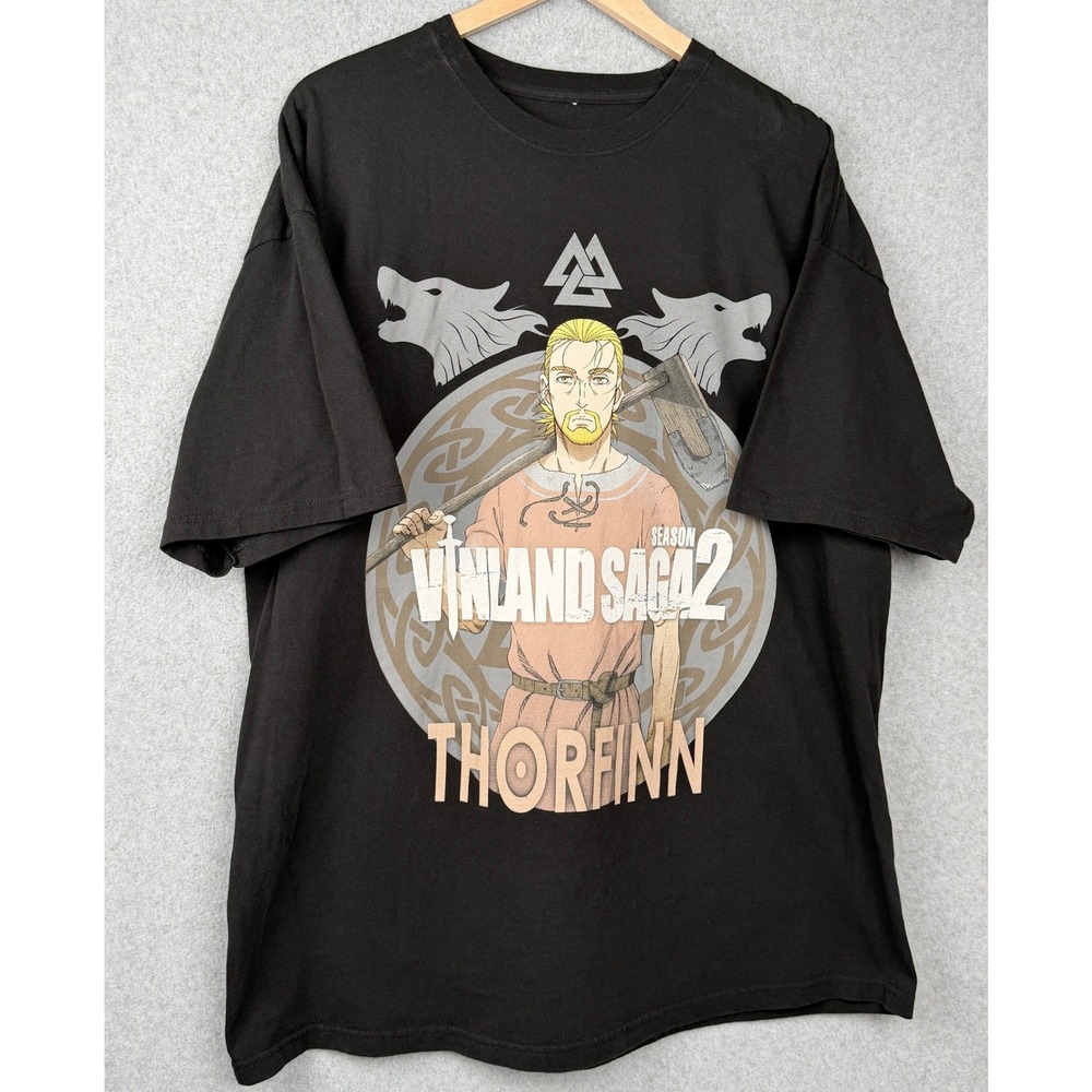 Crunchyroll T-Shirt Mens XXL Black Vinland Saga 2 Thorfinn Anime Graphic Tee